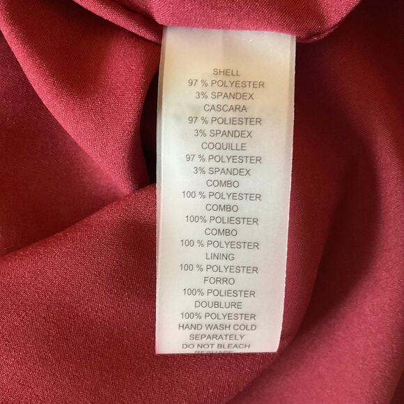 Vince Camuto Long Sleeve Mini Shift High Tie Neck Size 14W Bordeaux Red Holiday - Picture 12 of 13